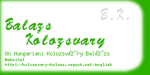 balazs kolozsvary business card